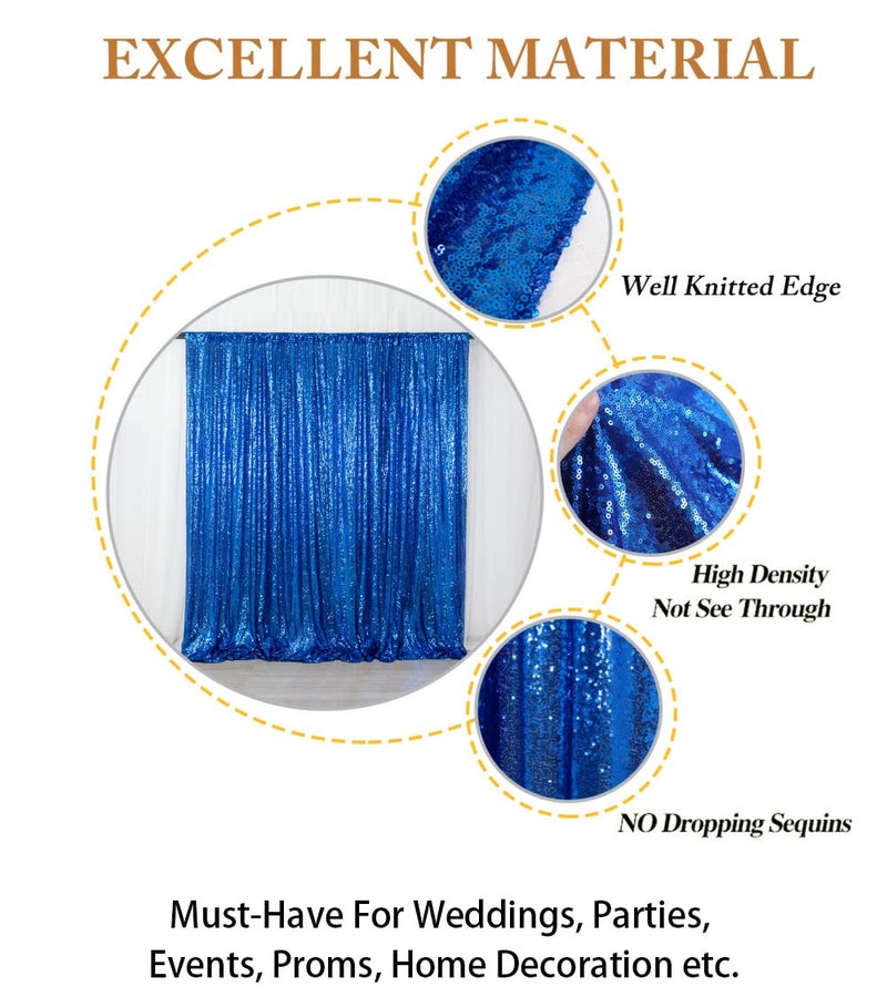 ShiDianYi Royal Blue Glitter Backdrop Curtain Photo Backdrop 4FTx7FT Sequins Shimmer Curtains for Backdrop -1011E - Image 4